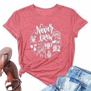 NWOT Disney never grow up t shirt - red